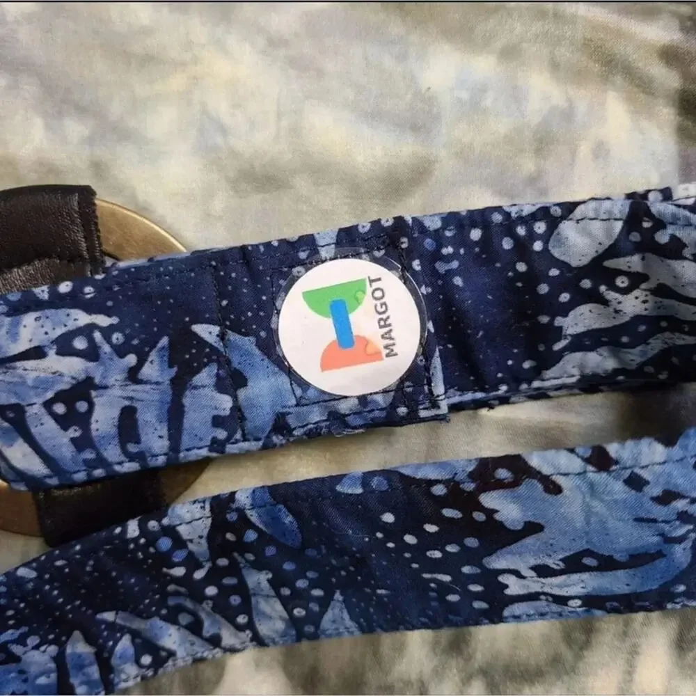 BELT Margot fashion handmade blue tropical print statement belt